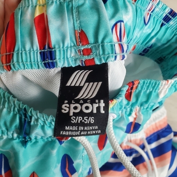 PLACE Sport Swim‎ Trunks Lot of 2 Boys Small 5/6 Beach Surfboard Stripes Blue - Picture 4 of 6